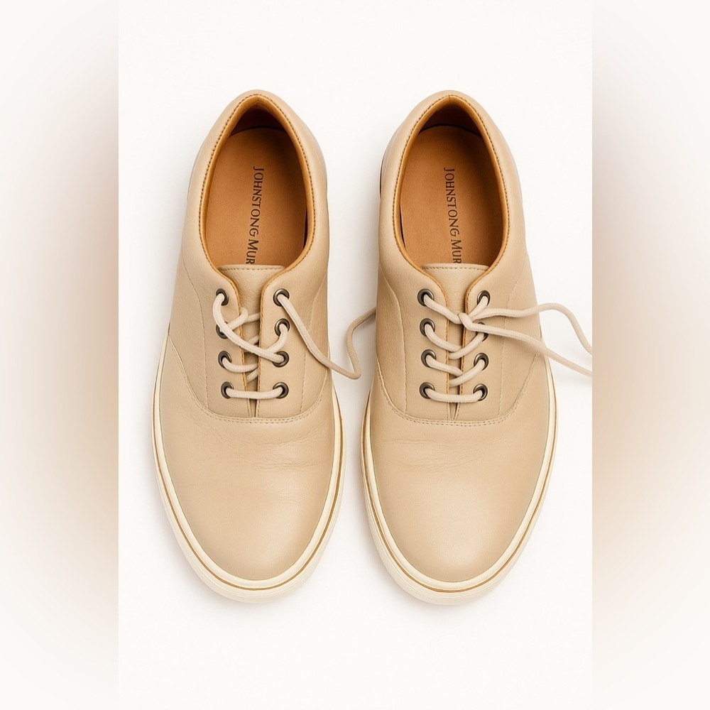 Johnston & Murphy Anders Perfed U-Throat Color Beige Full Grain Size 12